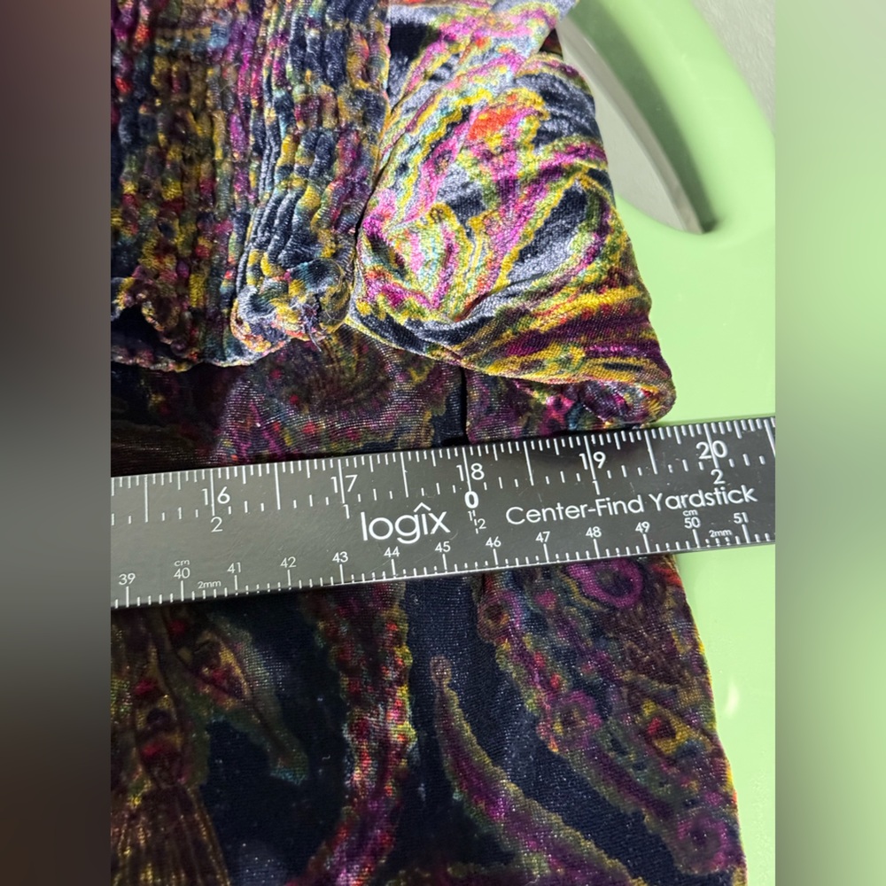 Anthropology Multicolor Velvet Wrap Top - Picture 16 of 16